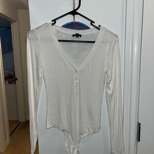 Dynamite White Long Sleeve Bodysuit